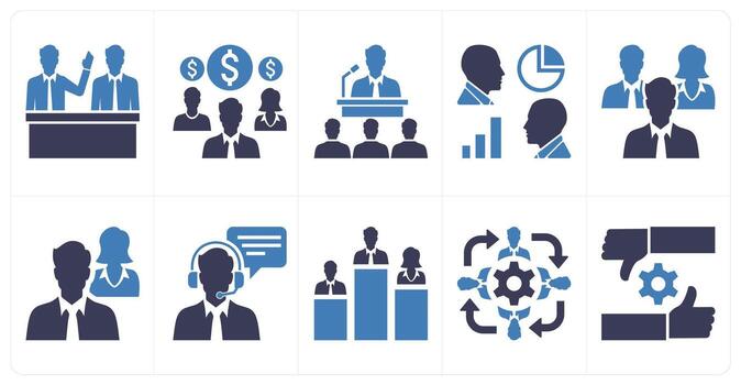 un conjunto de 10 mezcla íconos como consenso modular protocolo, comunidad, conferencia en azul color vector