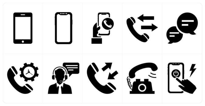A set of 10 mix icons as device, call, call log in black color vector