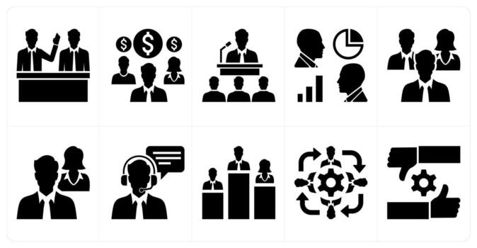 un conjunto de 10 mezcla íconos como consenso modular protocolo, comunidad, conferencia en negro color vector