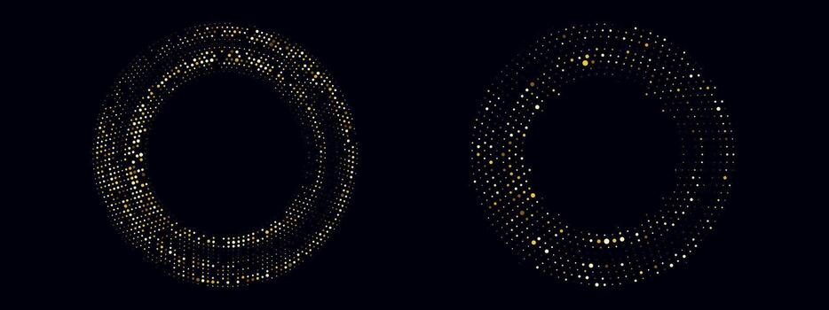 Golden Halftone Frames on Dark Background with Glitter Texture and Abstract Dot Pattern for Luxury Design or Borders vector