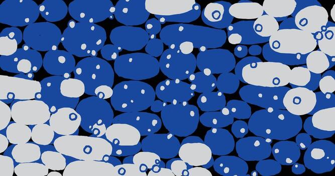 Hand drawn abstract stream and creek with pebble shapes and irregular dots in blue, gray, and black, Japanese and ethnic inspired, block print nature pattern. Simple and modern graphic for textile. vector