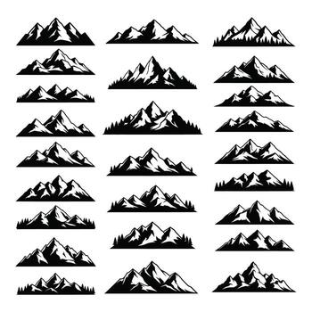 Art of collection of diverse tree silhouettes isolated on a white background, showcasing various shapes and sizes vector