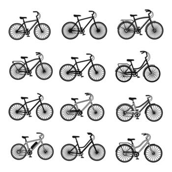 Art of collection of diverse tree silhouettes isolated on a white background, showcasing various shapes and sizes for design elements vector