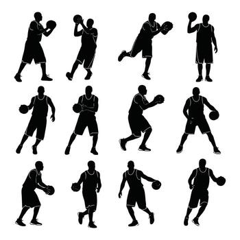 Art of collection of tree silhouettes isolated on white background, showcasing various shapes and sizes for design elements vector