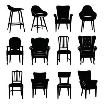 Art of collection of black towels in various styles and arrangements, isolated on a white background vector