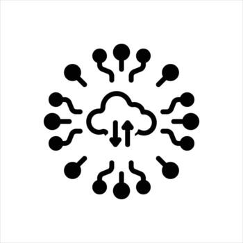 Solid icon cloud-computing vector