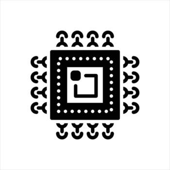 Solid icon microprocessor vector