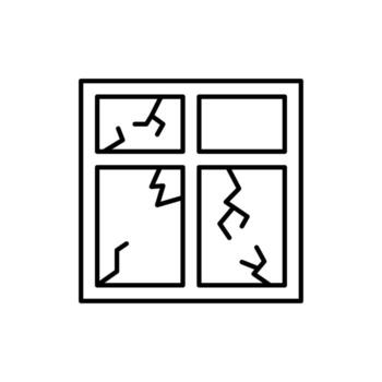 Broken Window Minimalistic Linear Pictogram for Web and Graphic Design, Apps, Banners, Social Network and Cards vector