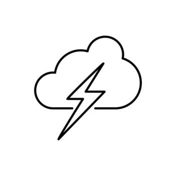 relámpago debajo nube minimalista Delgado contorno icono para web y gráfico diseño, aplicaciones, pancartas, social red y tarjetas vector