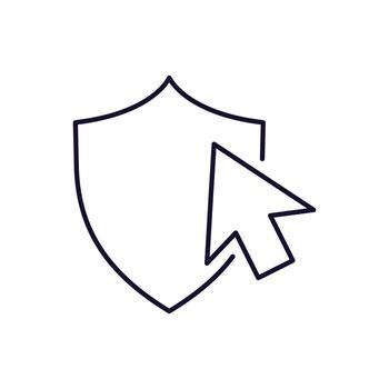 cursor con proteger minimalista Delgado línea icono para web y gráfico diseño, aplicaciones, pancartas, social red y tarjetas vector