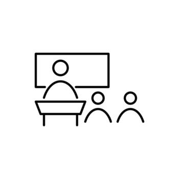 Lesson in Classroom Minimalistic Thin Line Icon for Web and Graphic Design, Apps, Banners, Social Network and Cards vector