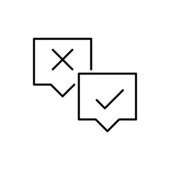 Minimalistic Icon of Crossmark and Checkmark in Speech Bubble for Graphics, Concept, Apps vector