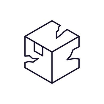 Linear Picture of Broken Box for Design vector