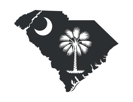 Monochrome South Carolina State Shape with Crescent and Palmetto Tree Symbol on Clear Background Showcasing State Pride and Geographic Representation vector
