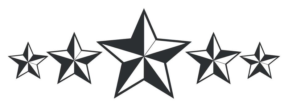 FivePointed Star Array A Celestial Arrangement of Geometric Shapes, Ideal for Emblems, Logos, and Decorative Designs with a Modern Aesthetic vector