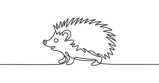 Charming Hedgehog Continuous Line Art A Simple and Elegant Outline Drawing of a Spiky Mammal on a Single Line vector