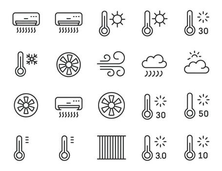 aire acondicionamiento y temperatura íconos conjunto para clima controlar y clima relacionado diseño proyectos vector