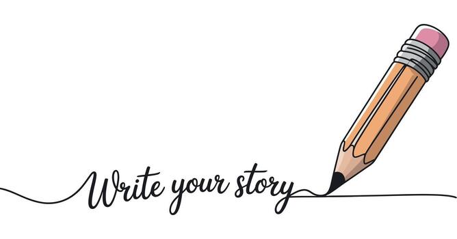 Write Your Story Concept with Pencil Drawing a Line for Creativity, Authorship, and SelfExpression in Writing vector
