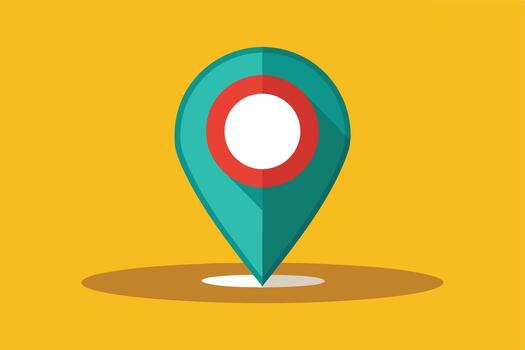 vibrante verde azulado ubicación alfiler icono, moderno plano diseño, amarillo fondo, sencillo mapa marcador, ilustrativo gráfico, digital navegación, GPS puntero, simpático usuario interfaz, destino punto vector