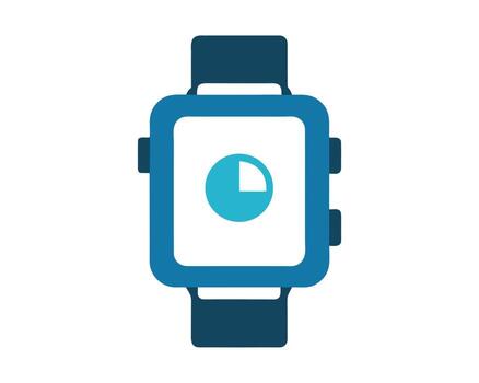pulcro azul reloj inteligente mostrando datos progreso, moderno tecnología icono, minimalista diseño, limpiar interfaz, digital reloj vector