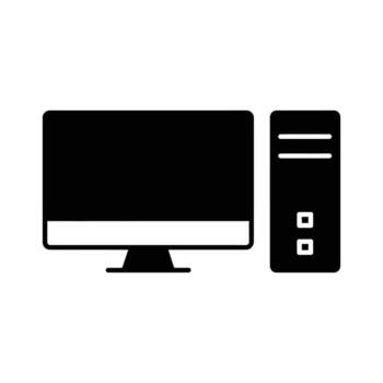 Simple presents a desktop computer with tower on a white background vector