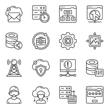 Set of Bug and Data Solid Icons vector