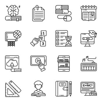 Set of Study and Learning Linear Icons vector