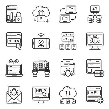conjunto de web y datos sólido íconos vector