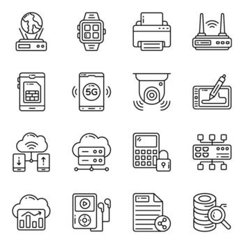 conjunto de datos sólido íconos vector