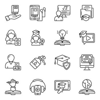 Set of Study and Knowledge Linear Icons vector