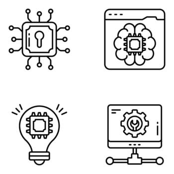 Set of Ai and Setting Solid Icons vector