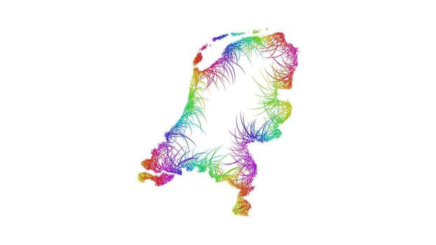 Rainbow sketch outline map of Netherlands vector