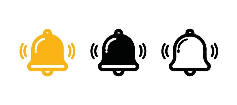 Three different types of bells on a white background vector