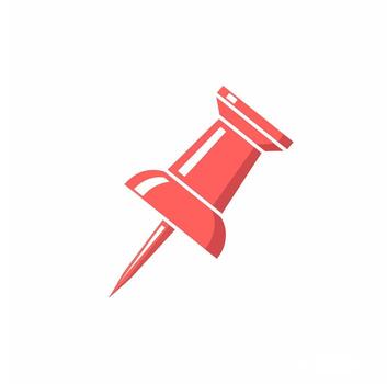 estilizado rojo chincheta ilustración con un plano cabeza y agudo punto. angular chinche icono con Destacar y oscuridad. vector