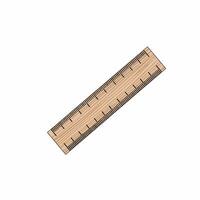 Light brown wooden ruler illustration with a detailed wood grain texture and black measurement markings. vector