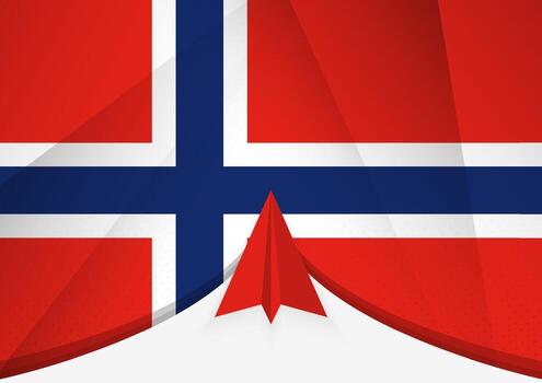 Norway Flag with Abstract Paper Airplane Design, National Flag in a geometric folded paper style. vector