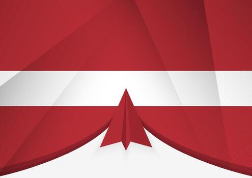 Latvia Flag with Abstract Paper Airplane Design, National Flag in a geometric folded paper style. vector