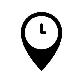 Location Pin with an Embedded Clock Symbol for Time Tracking vector