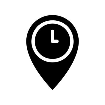 Outlined Map Pin Containing a Simple Clock Face Icon vector