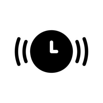 Ringing Alarm Clock Symbol with Sound Waves on Each Side vector