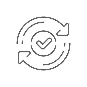 Round convenient icon in outline style, concept of easy pay, update, replace, swap, and quality control. Editable stroke vector