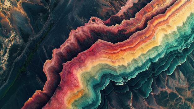 Aerial view of colorful layered terrain photo