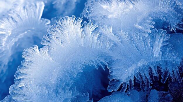 Close-up ice crystals, intricate patterns photo