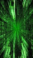 Tunnel with Blinking and Falling Down Matrix Style Binary Code video