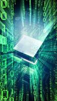 computador processador misturado com matriz estilo binário código - digital dados conceito video