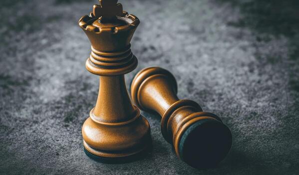 dos ajedrez piezas, un reina y un torre, en un oscuro texturizado superficie foto