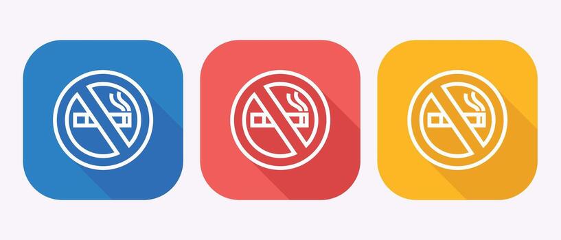 No Smoking Symbol Icons Colorful Design Graphic Representing Abstinence and Prohibition of Tobacco Usage vector