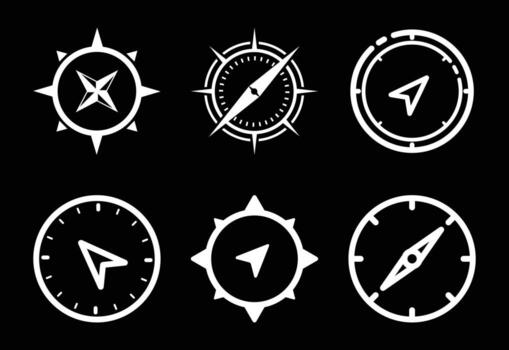 Collection of Nautical Compasses in Simple Line Art Style Navigation and Exploration Imagery vector