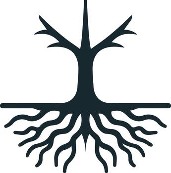 Tree with Roots Emblem of Nature Growth and Connection vector