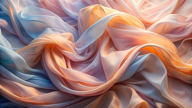 Of soft, flowing pastel fabric with gentle waves and subtle color gradients, creating a luxurious and elegant texture photo